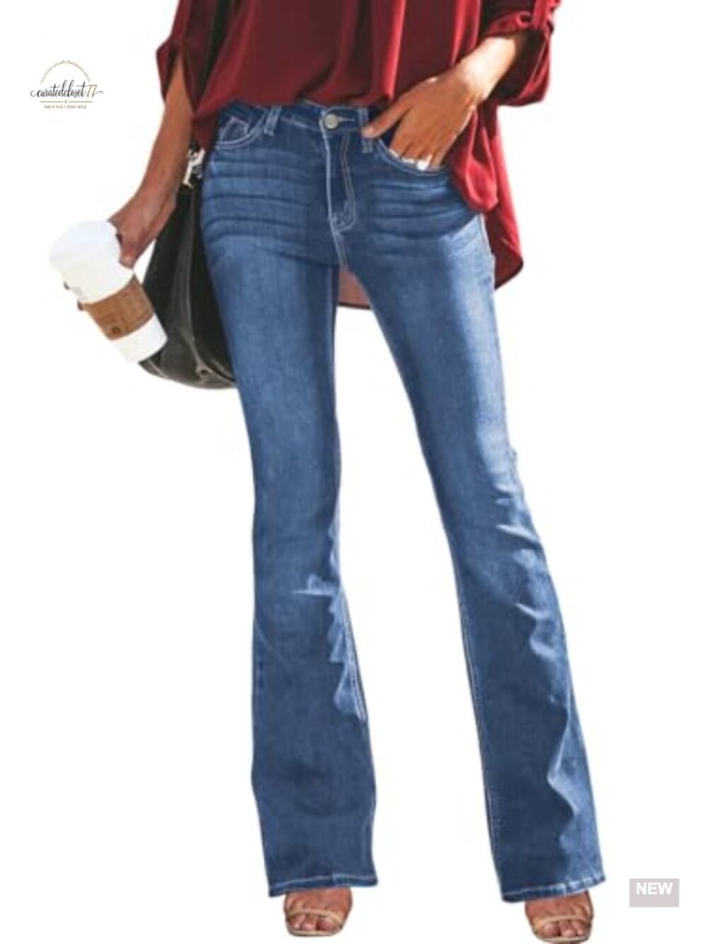 High Waisted Bell Bottom Bootcut Jeans Flared Wide Leg Denim Pants